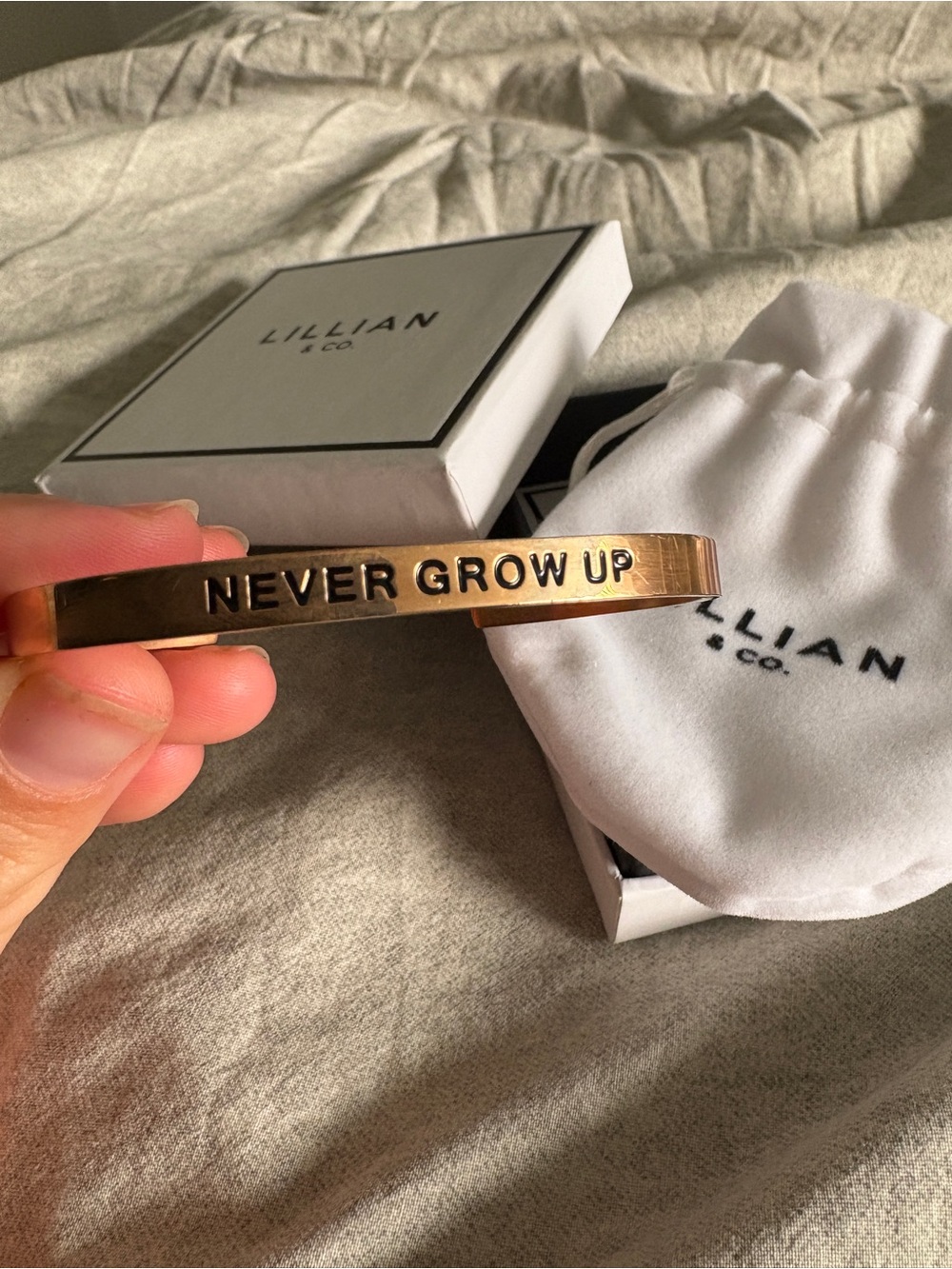 Disney Gold-Tone 'Never Grow Up' Cuff Bracelet